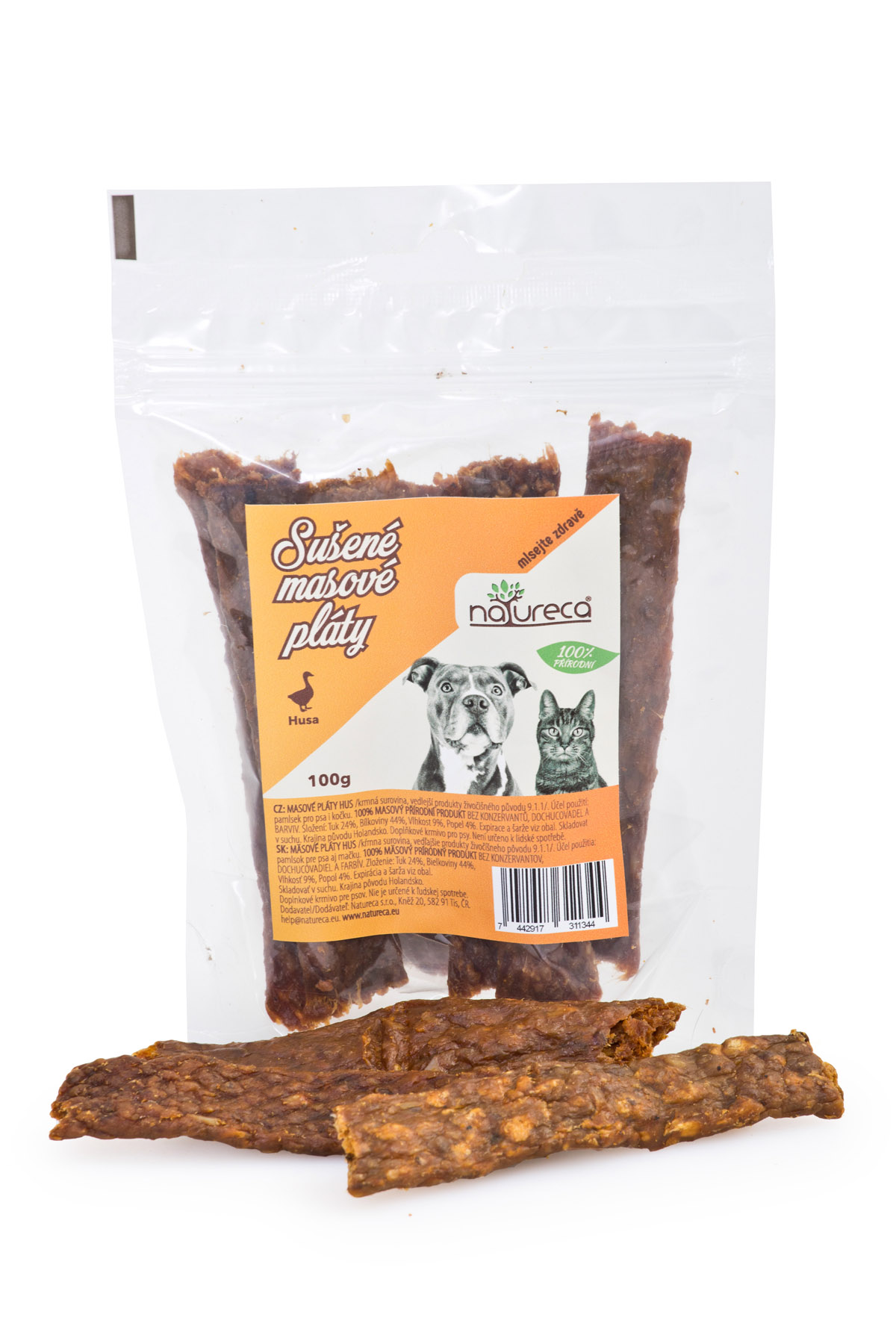 NATURECA 100% masové pláty Husa pochoutka pro psy a kočky 100g