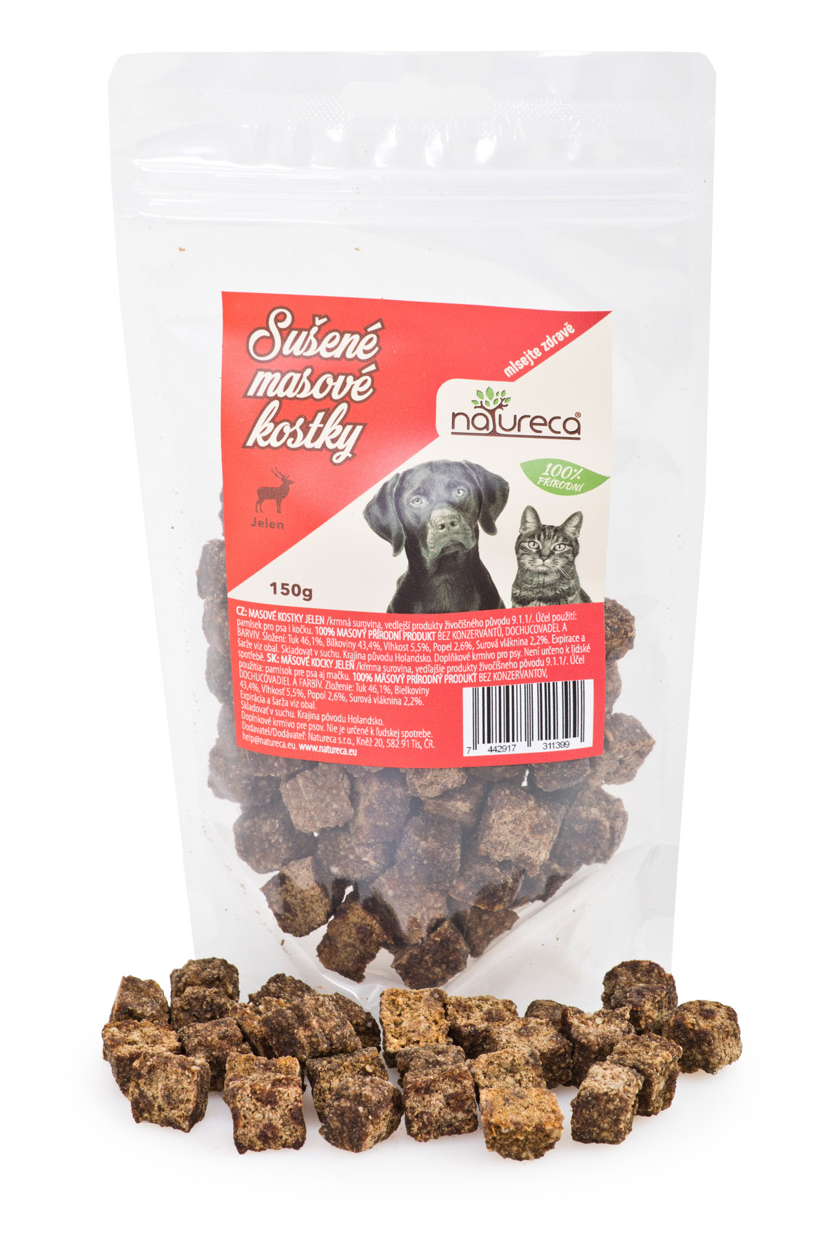 NATURECA 100% masové kostky Jelen pochoutka pro psy a kočky 150g