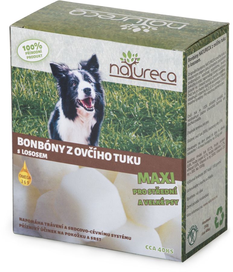 Natureca Maxi bonbóny z ovčího tuku s lososem 250g