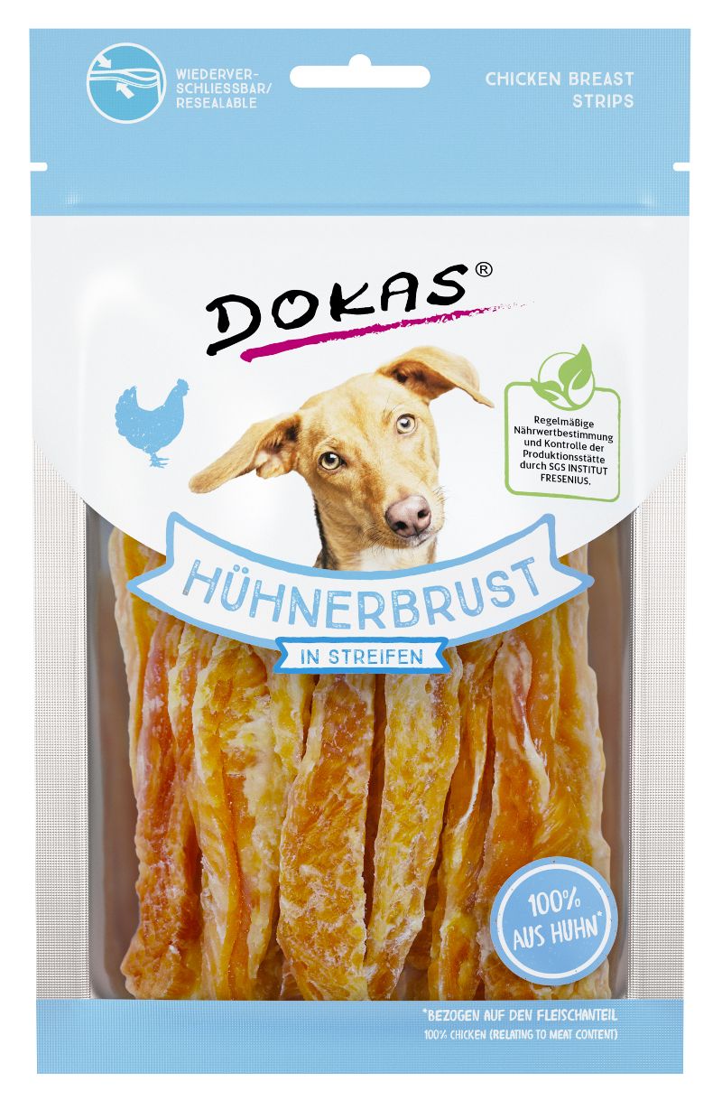 Dokas Kuřecí prsa proužky pochoutka pro psy 70g