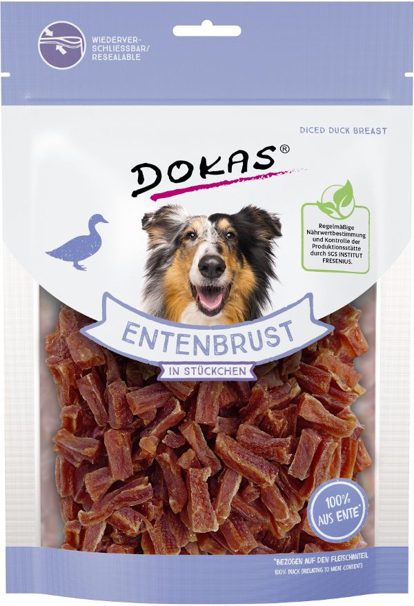 Dokas Kachní prsa kousky pochoutka pro psy 200g