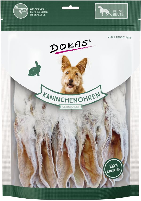Dokas Králičí uši se srstí dlouhé pochoutka pro psy 180g