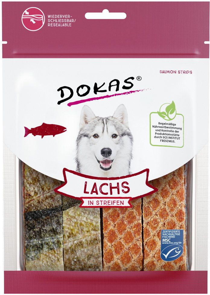 Dokas Losos proužky pochoutka pro psy 100g