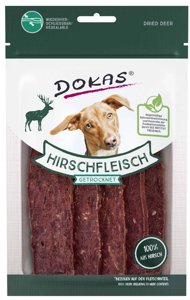 Dokas Jelení maso plátky pochoutka pro psy 60g