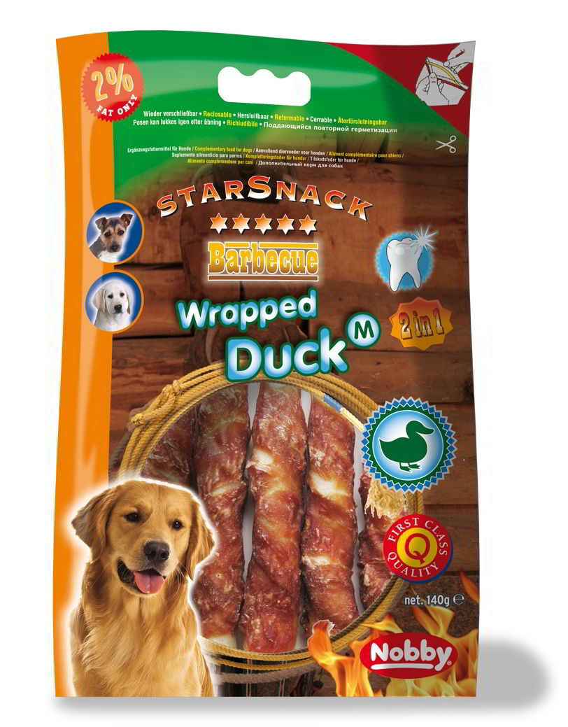 Nobby StarSnack Barbecue Wrapped Duck Medium tyčinky 13cm 140g
