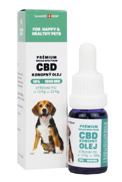 SwissMedHemp CBD olej pro střední psy 10%, 10ml