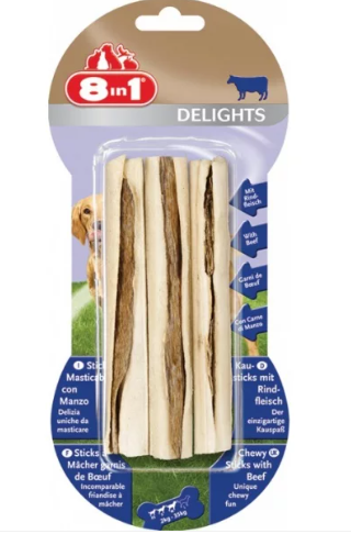 8in1 Tyčinka žvýkací Delights Beef 3ks