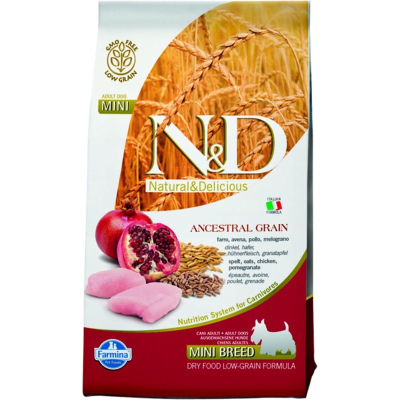 N&D ANCESTRAL GRAIN Dog LG Chicken, Spelt, Oats & Pomegranate Adult Mini 800 g