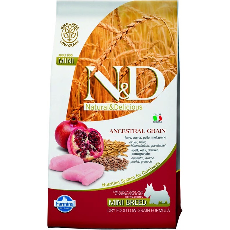 N&D ANCESTRAL GRAIN Dog LG Chicken, Spelt, Oats & Pomegranate Adult Mini 2,5 kg