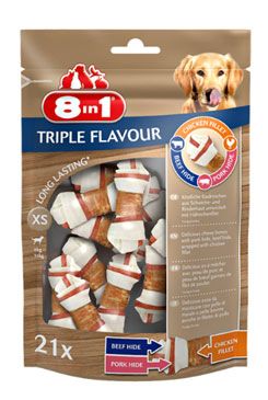 8in1 Triple Flavour snacky žvýkací kosti XS 7 kusů 21 kusů 294 g