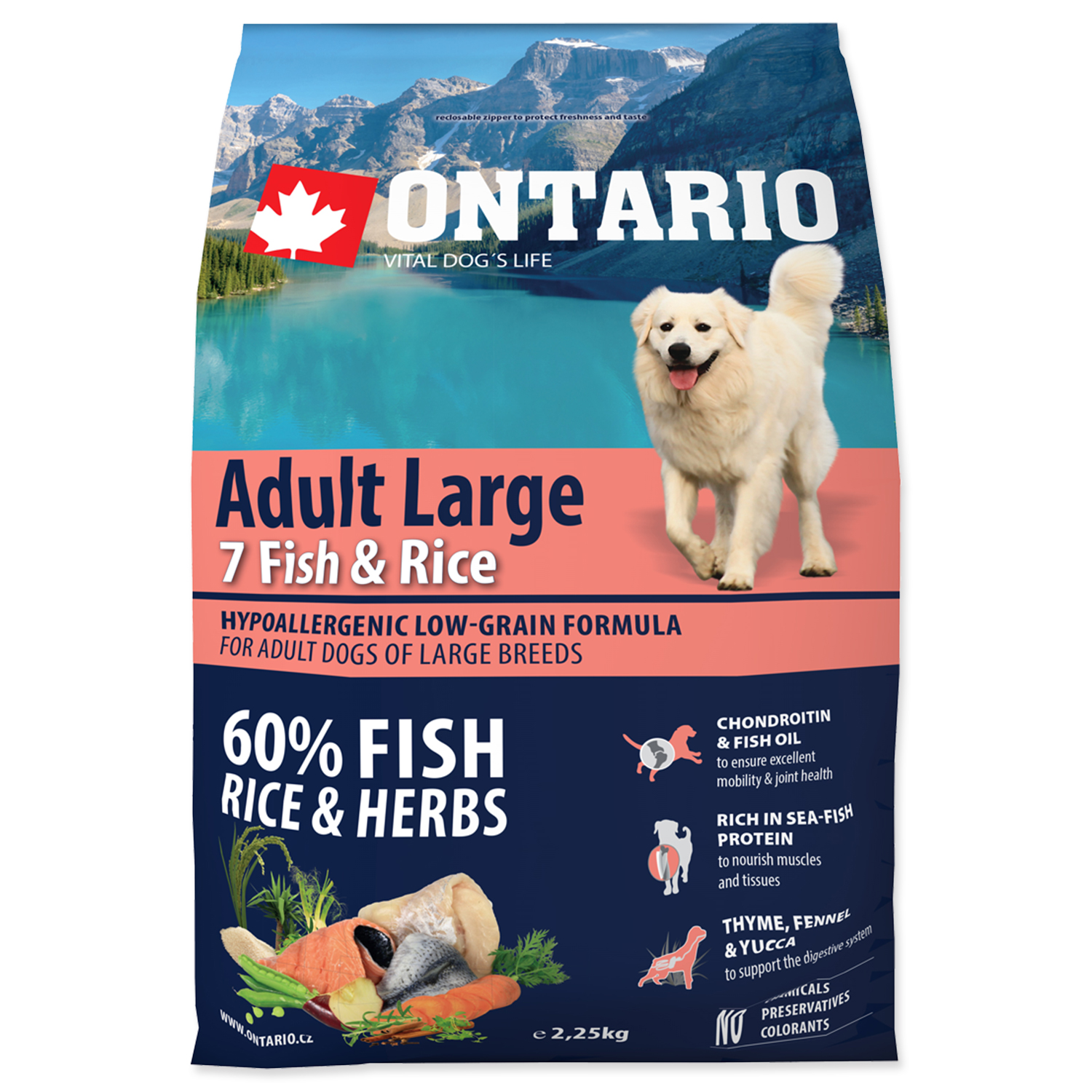 ONTARIO Dog Adult Large Fish & Rice 2.25 kg