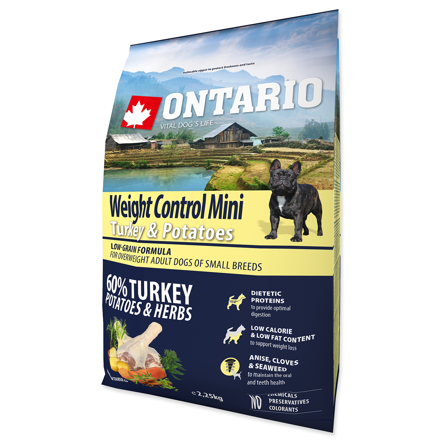 ONTARIO Dog Mini Weight Control Turkey & Potatoes 2.25 kg