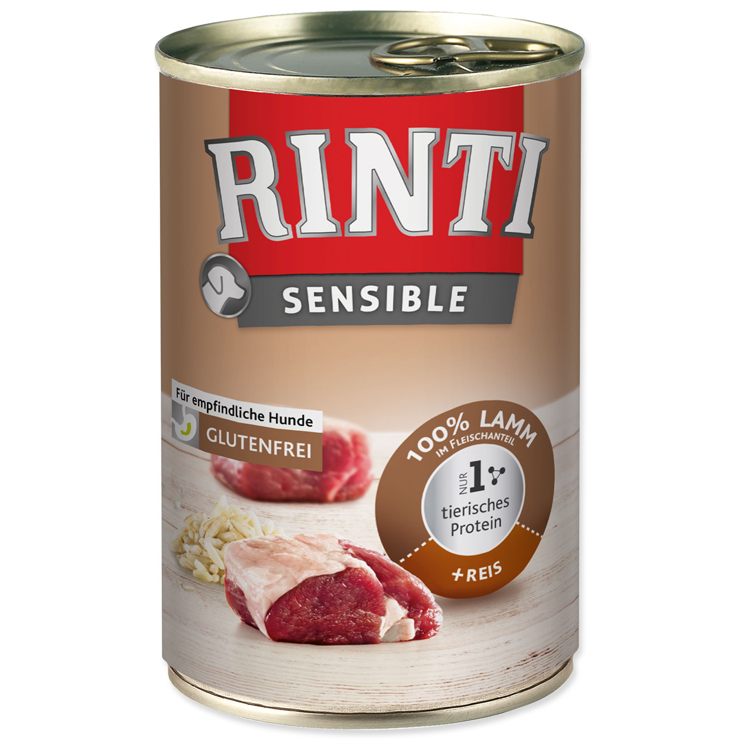 Konzerva pro psy RINTI Sensible jehně + rýže 400 g