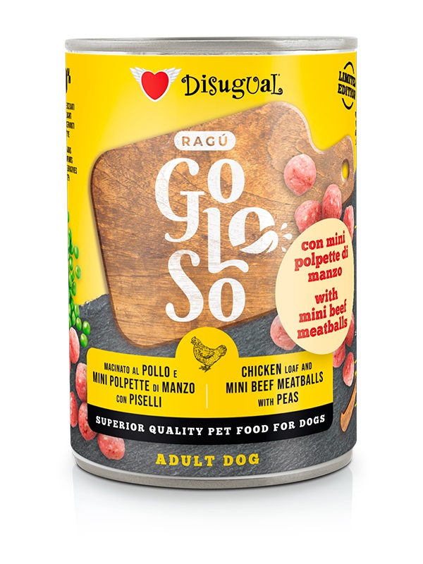 Disugual Dog Gurmánské kuřecí Ragú s mini hovězí karbanátky s hráškem 400g