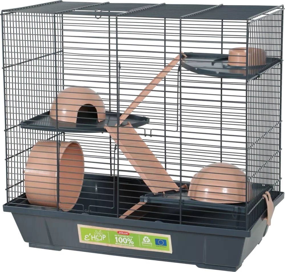 Klec křeček EHOP Triplex 50cm šedá/růžová s výb. Zolux