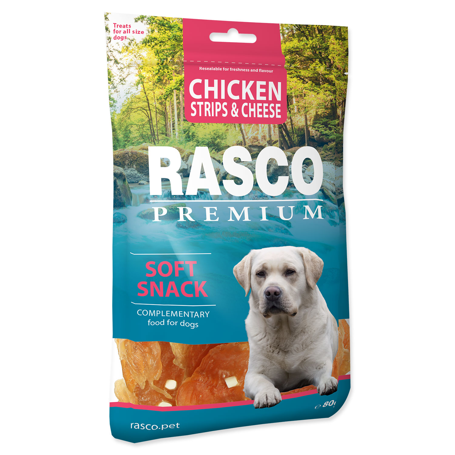 Rasco Pochoutka RASCO Premium proužky kuřecí se sýrem 80 g