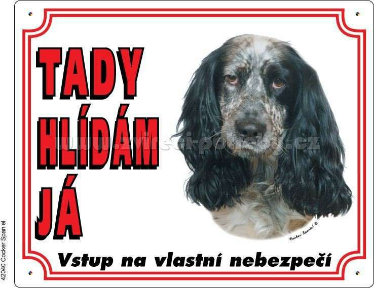Stickers Výstražná plastová tabulka na plot Anglický kokršpaněl