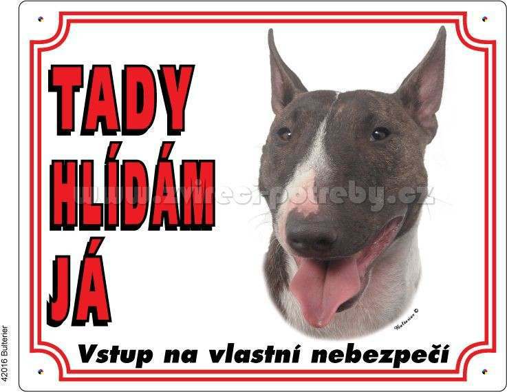 Stickers Výstražná plastová tabulka na plot Bulteriér