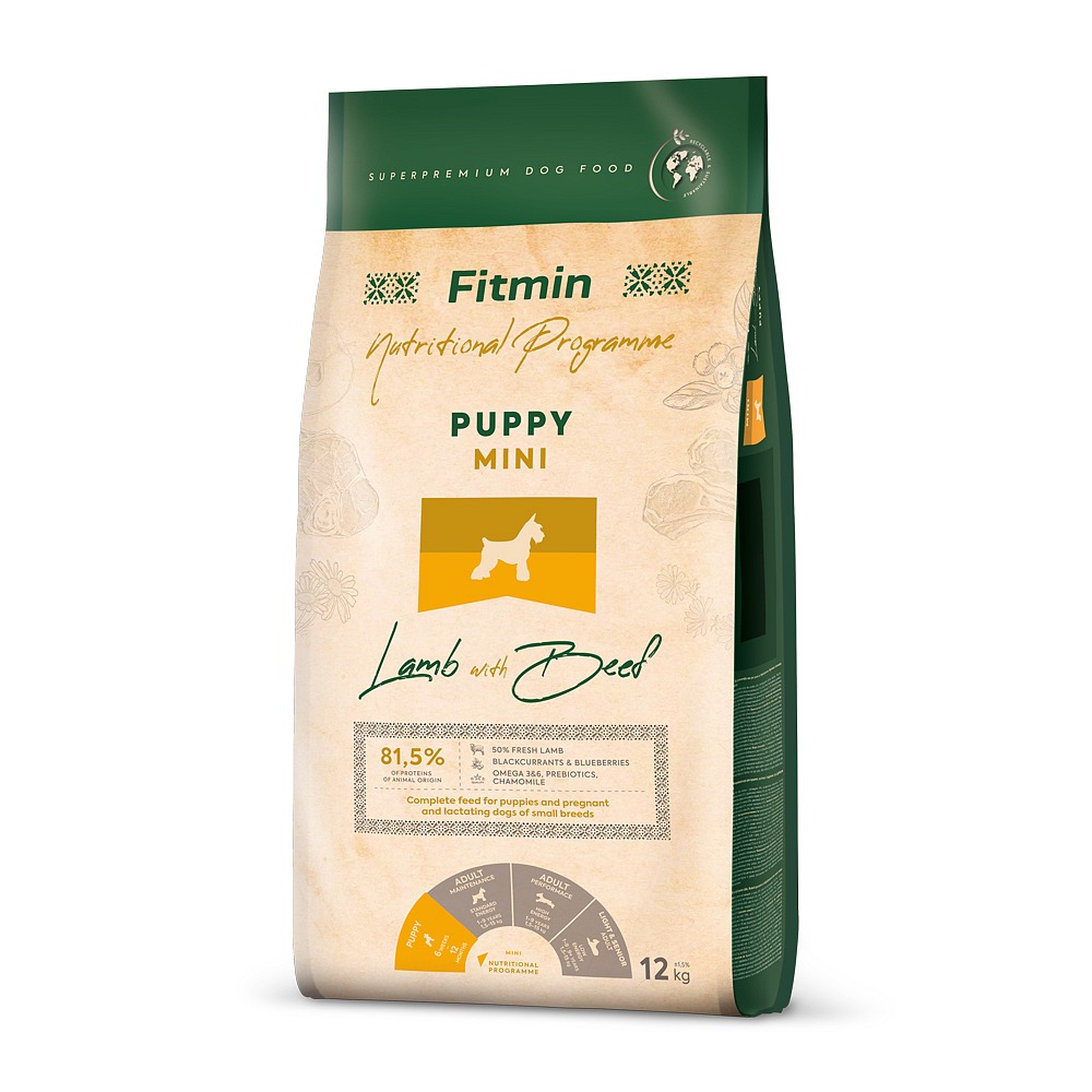 Fitmin Dog Mini Puppy Lamb With Beef 12 kg