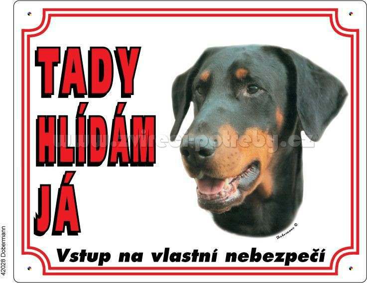 Stickers Výstražná plastová tabulka na plot Dobrman