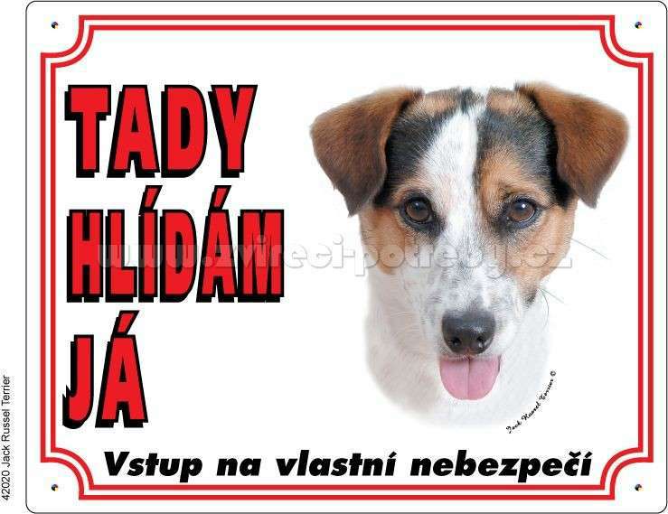 Stickers Výstražná plastová tabulka na plot Jack Russel terier hladkosrstý