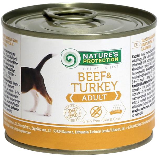 Nature's Protection Dog Adult hovězí/krůta konzerva 200g