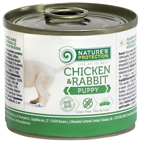 Nature's Protection Dog Puppy kuře/králík konzerva 200g