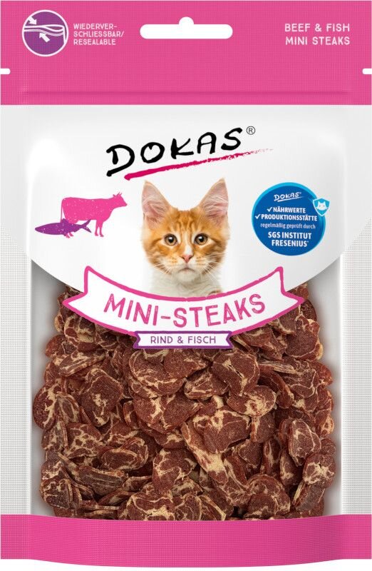 Dokas pamlsky Hovězí a treska mini steaky 25g