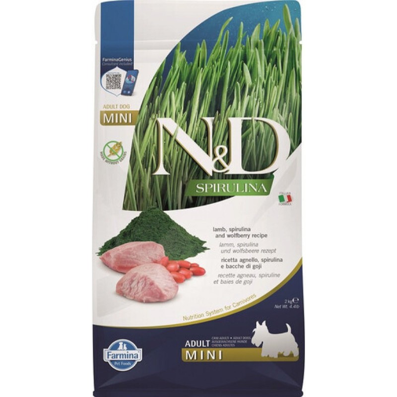 N&D SPIRULINA DOG Adult Mini Lamb & Wolfberry 2kg