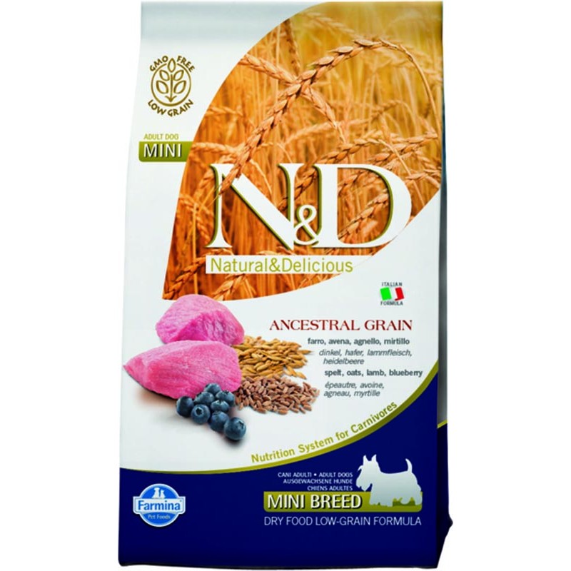N&D ANCESTRAL GRAIN Dog LG Lamb, Spelt, Oats & Blueberry Adult Mini 800 g