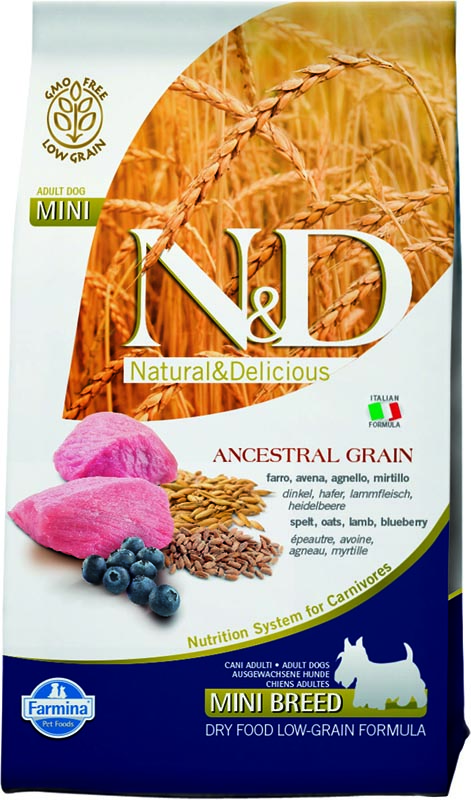 N&D ANCESTRAL GRAIN Dog LG Lamb, Spelt, Oats & Blueberry Adult Mini 2,5 kg