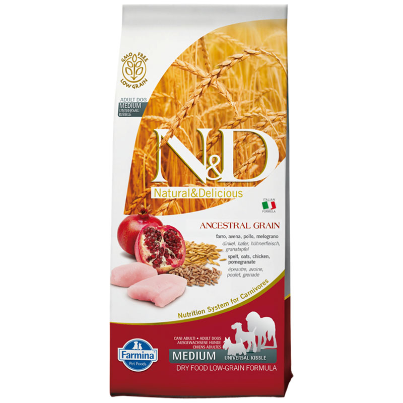 N&D Ancestral Grain N&D LG DOG Adult M/L Chicken & Pomegranate 12kg