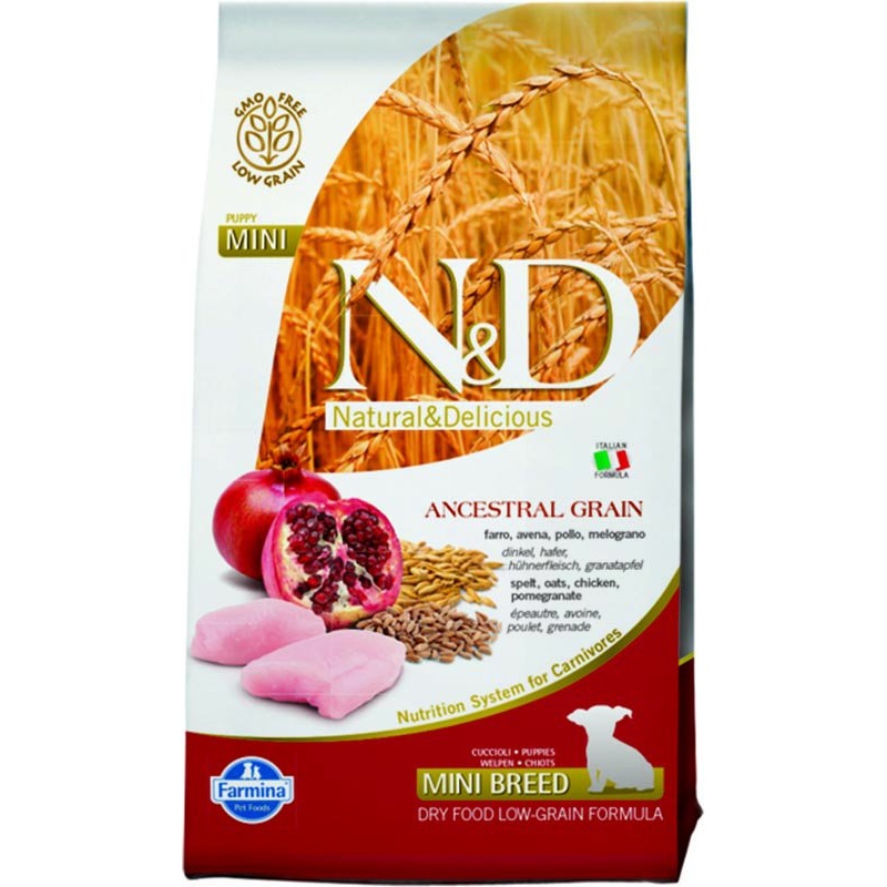 N&D ANCESTRAL GRAIN Dog LG Chicken, Spelt, Oats & Pomegranate Puppy Mini 800 g