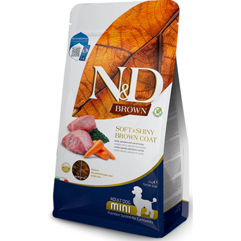 N&D BROWN DOG Adult Mini Lamb& Spirulina&Carrot 2kg