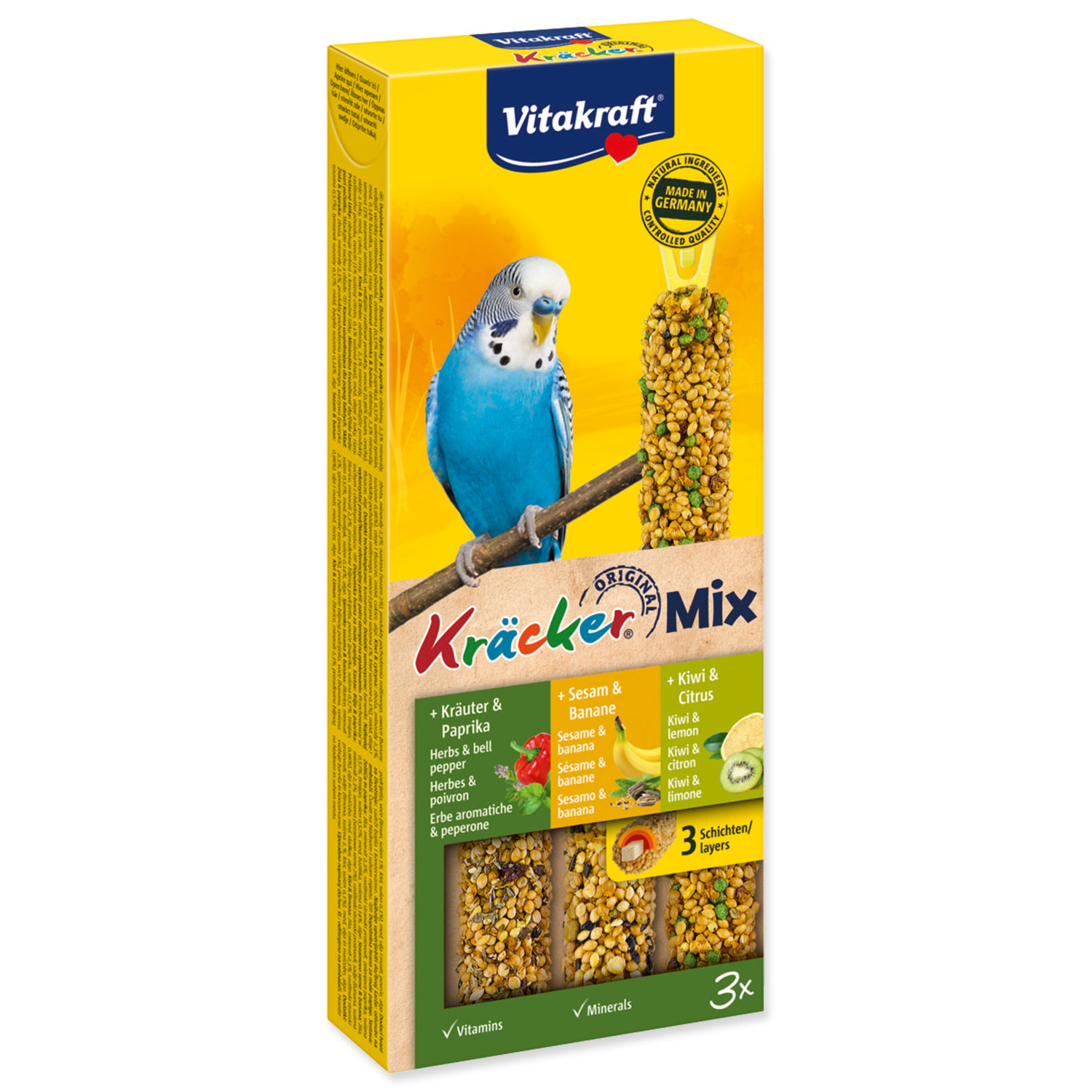 Vitakraft Kräcker Tyčinky pro andulky fíky banán kiwi 90 g