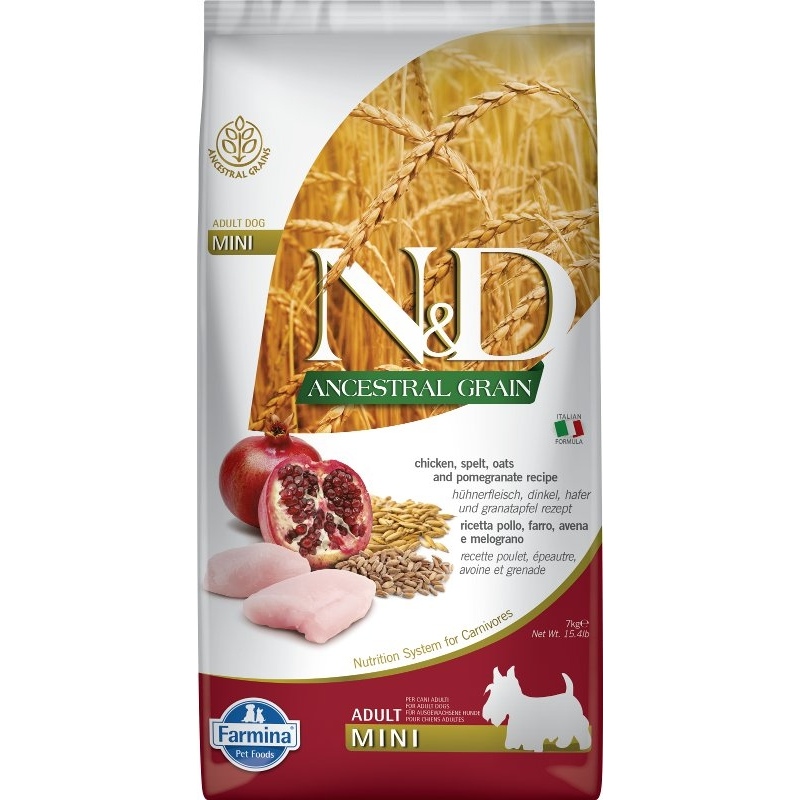 N&D Ancestral Grain N&D LG DOG Adult Mini Chicken & Pomegranate 7kg