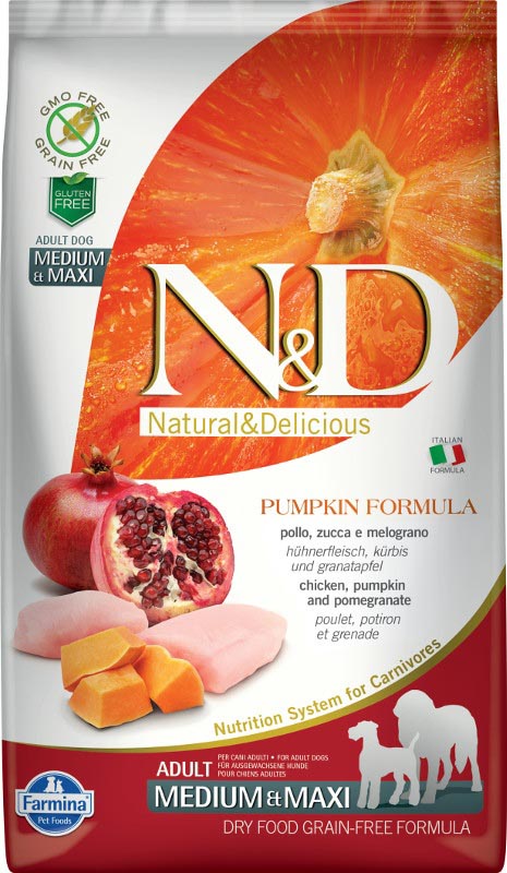 N&D PUMPKIN Dog GF Chicken & Pomegranate Adult Medium & Maxi 2,5 kg