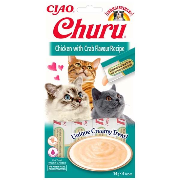 Inaba Churu cat snack Kuře s krabí příchutí 4x14g