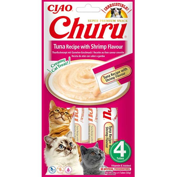 Inaba Churu cat snack tuňák s krevetovou příchutí 4x14g