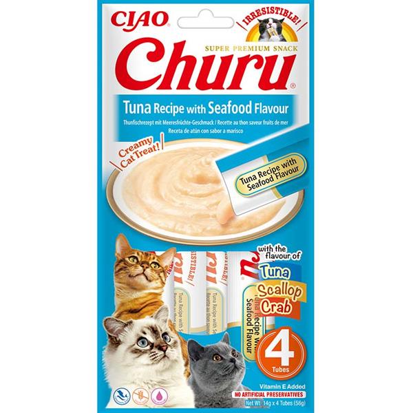 Inaba Churu cat snack tuňák & mořské plody 4x14g