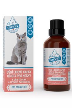 TOPVET Ušní lihové kapky očista pro kočky 50ml