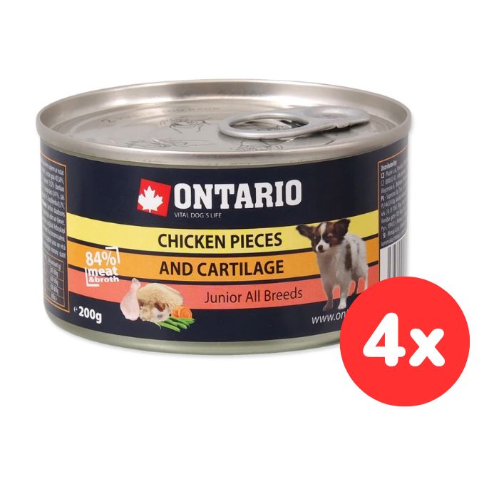 Konzerva ONTARIO Junior Chicken Pieces, Cartilage 4x200g