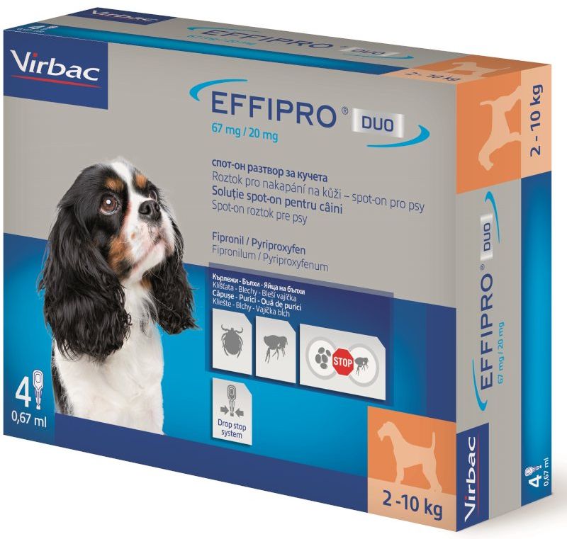 Virbac Effipro DUO Dog S (2-10kg) 67/20 mg 4x0,67ml