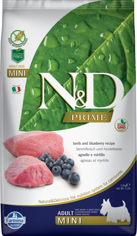 N&D PRIME DOG Adult Mini Lamb & Blueberry 2,5kg