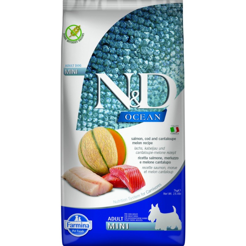 N&D OCEAN DOG Adult Mini Salmon & Cod & Melon 7kg