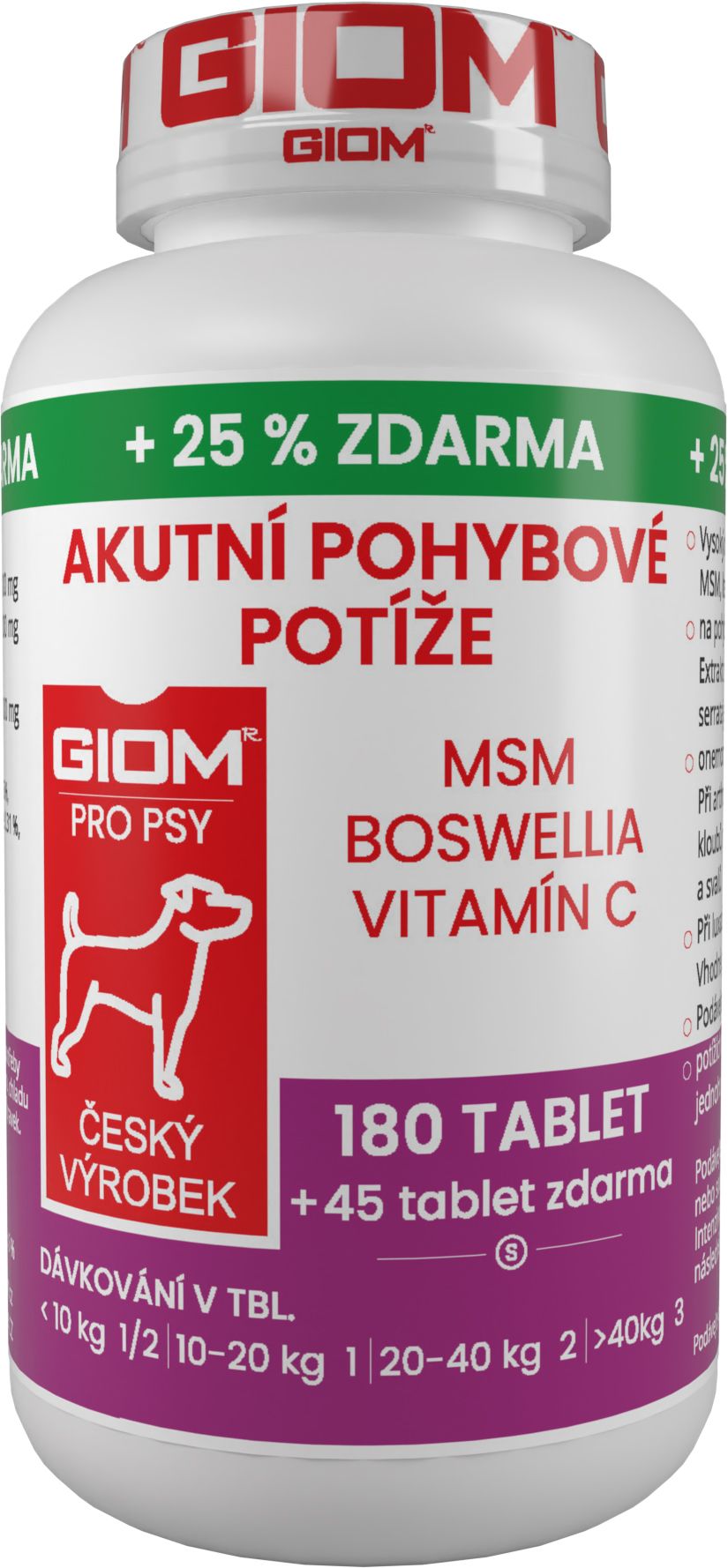 Giom S pes Akutní pohybové potíže 180 tbl+25% zdarma