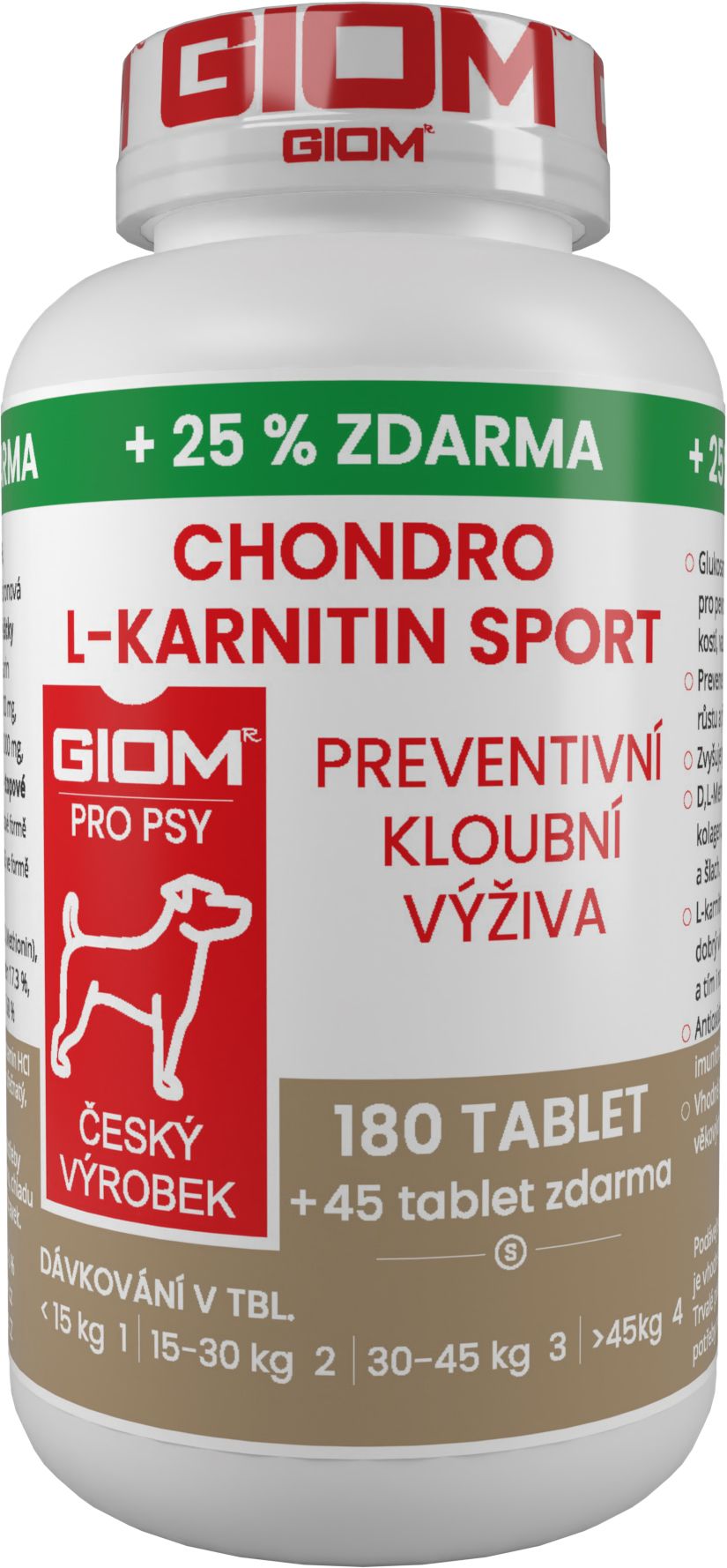 Giom S pes Chondro L-karnitin SPORT 180 tbl+25% zdarma