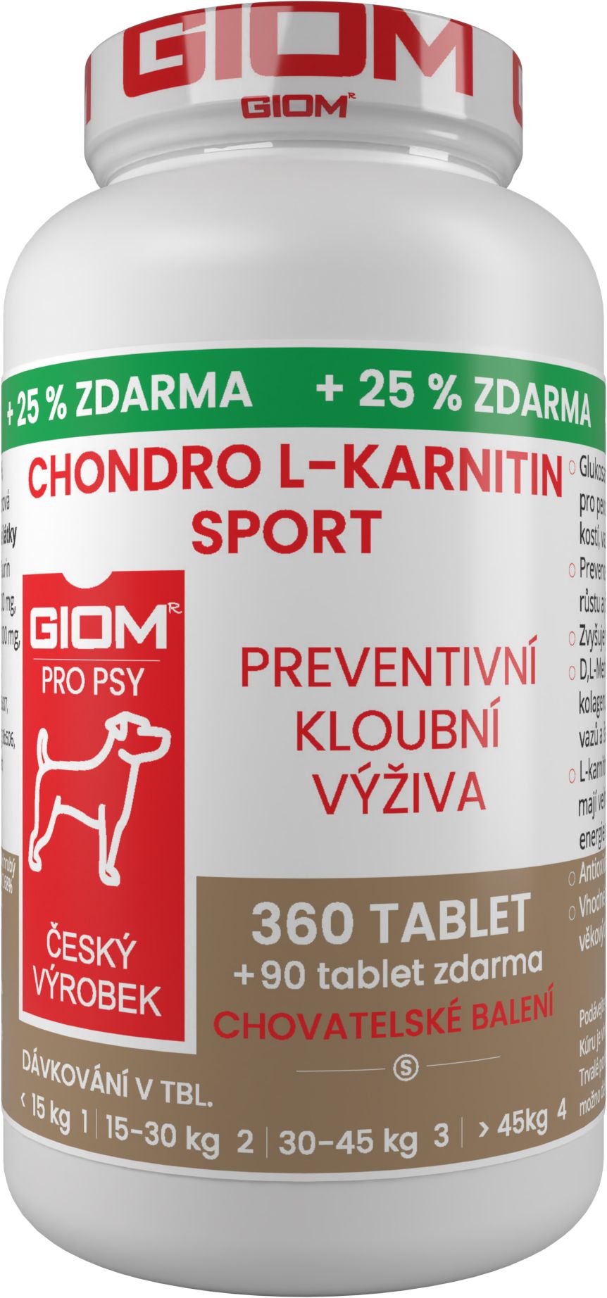 Giom S pes Chondro L-karnitin SPORT 360 tbl+25% zdarma