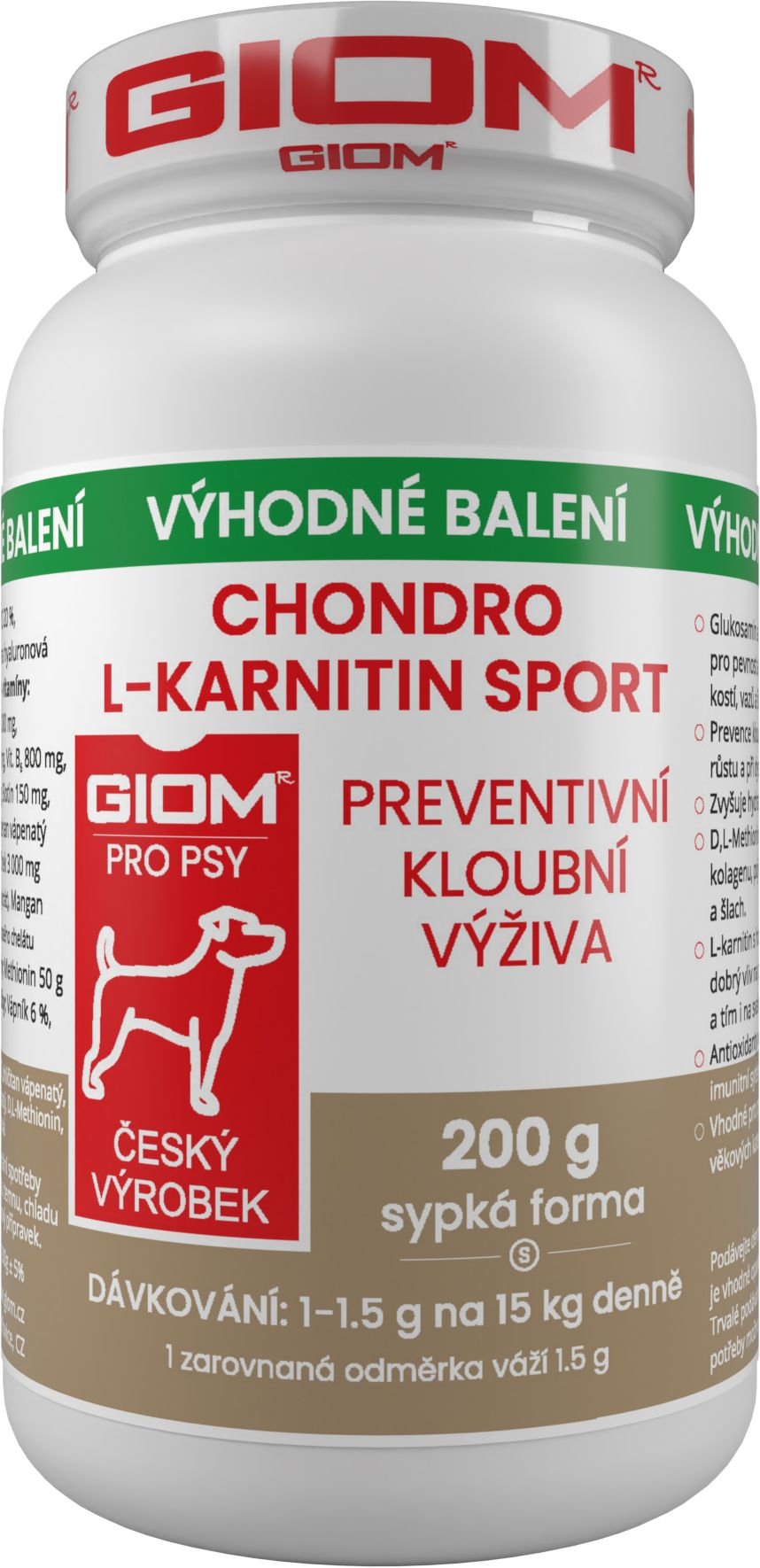 Giom S pes Chondro L-karnitin SPORT 200g plv