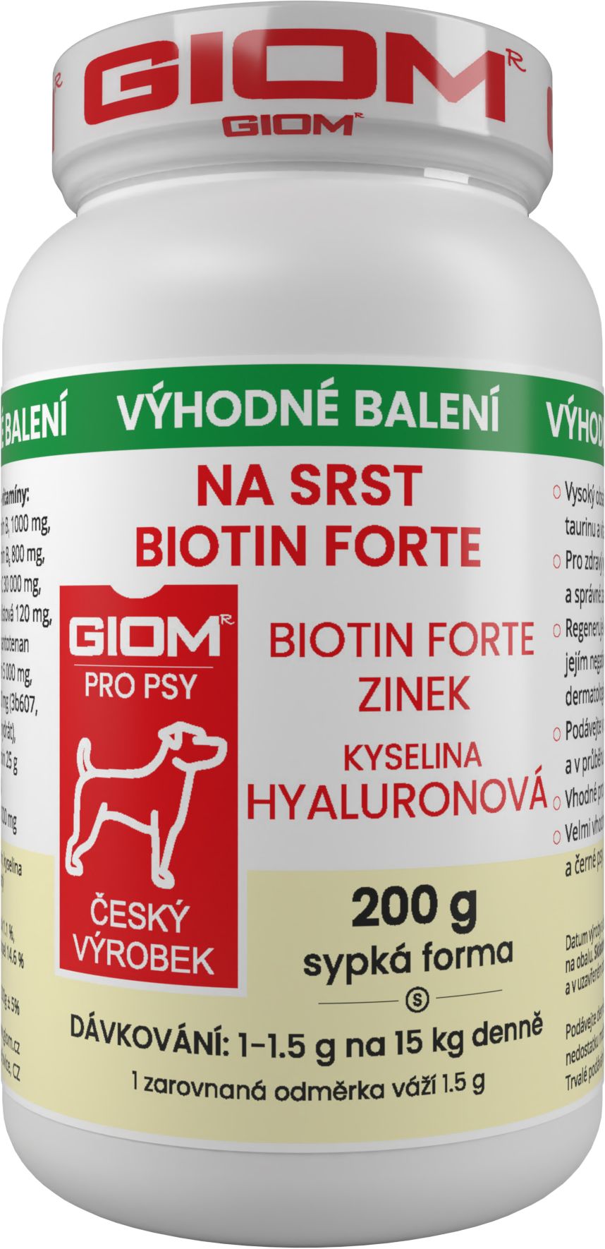 Giom S pes Na srst Biotin FORTE 200g plv